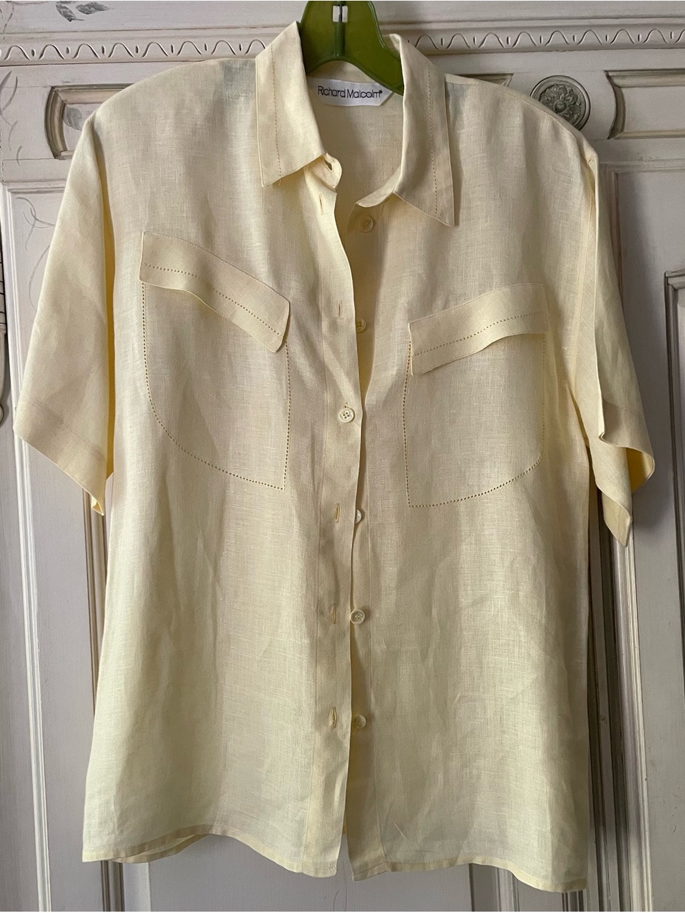 Vintage Richard Malcolm Yellow Irish Linen Short-Sleeve Shirt